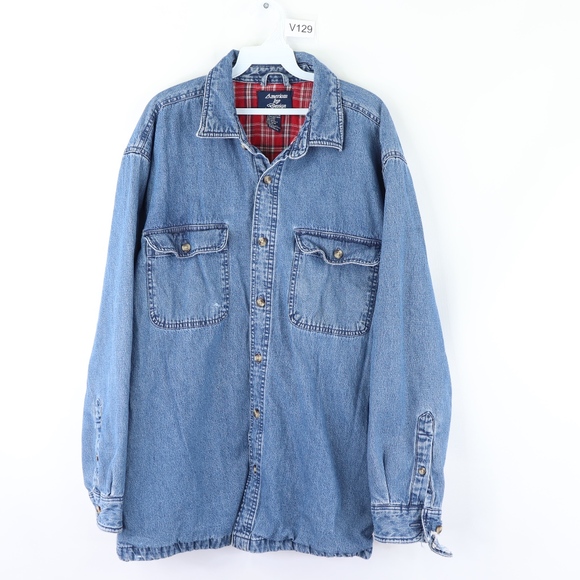 men's flannel lined denim shirt jacket